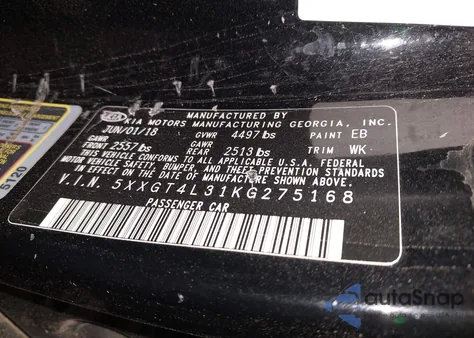 2019 Kia Optima Lx z USA, uszkodzony, nr VIN 5XXGT4L31KG275168